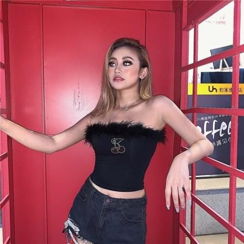 Summer T Shirt Women Detonation Product Plush Strapless Vest Female New 2021 Drill Top Female Female Tee Tshirts BLG910633