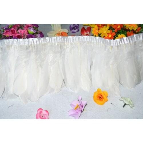 Hot! wholesale white 2 m long high-quality goose feather cloth belt, 15-20cm wide, DIY jewelry / art props decoration