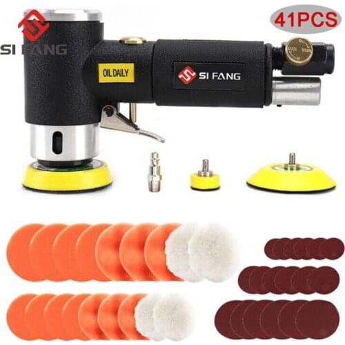 2"/3" Mini Air Sander Pneumatic Orbital Polishing Grinding Machine Dual Action Orbital Polisher Tools for Auto Body Work 41pcs