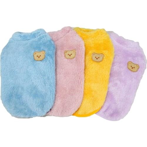 Soft Warm Dog Hoody Coat Pet Clothes Sweatshirt Sweater Winter Long Plush Pullover Hoodies Pink Yellow Blue Purple Cat Clothing