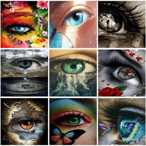 SDOYUNO Acrylic Painting By Numbers Eyes DIY Paint By Numbers On Canvas Handpaint 60x75cm Frameless Figure Home Decor