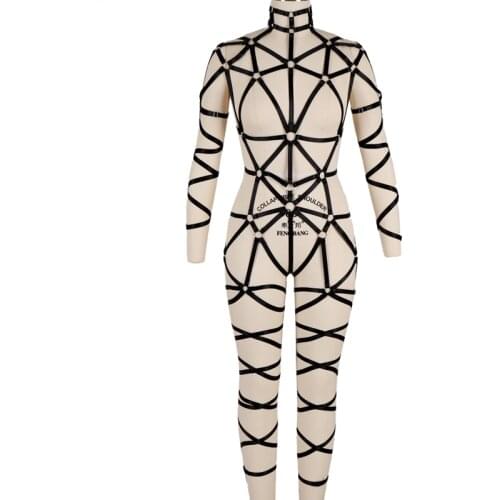Full Body Bondage Rope Harness Lingerie Set For Women Goth Cross Straps Suspenders Straps Garter Belt BDSM Erotic Accessories