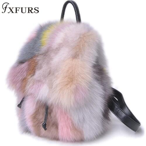 2020 New Real Fox Fur Handbags 100% Real Fur Single Shoulder Bags Colorful Genuine Leather Winter Fashion Fur Wrist Bags Luxury