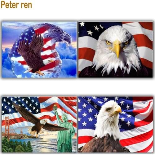 Eagle Full Square&round 5D DIY Diamond Painting Flag And Animal Picture Diamond Embroidery Cross Stitch Mosaic icon Sticker Gift