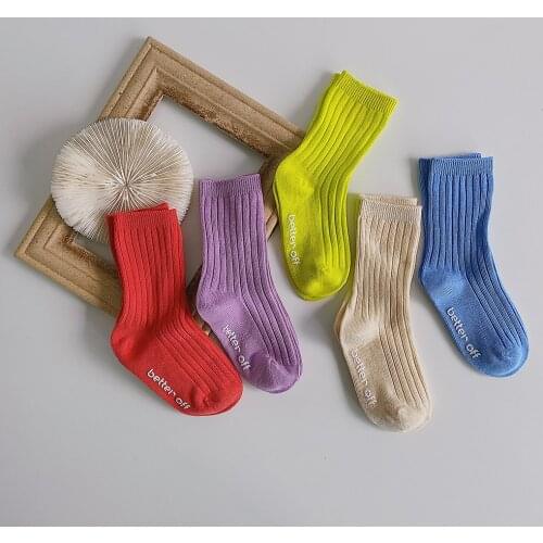 1-7 Years New Toddlers Boys Girls Cotton Socks Anti Slip Children Ankle Sock Stripped Soft Kids Sports Sock School Candy Color