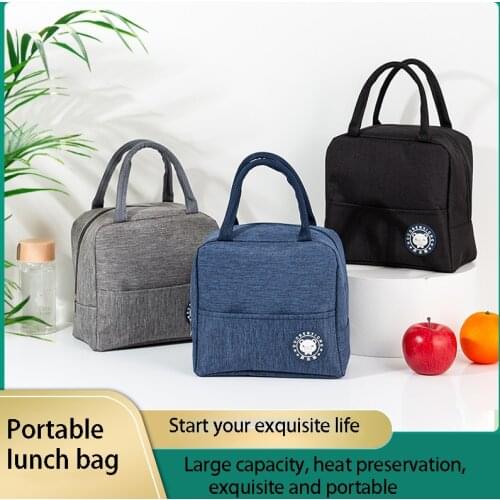 Home Daily Use Oxford Cloth Portable Fresh-keeping Insulation Lunch Bag Thickened Aluminum Foil Magic Sticker Cartoon Bags