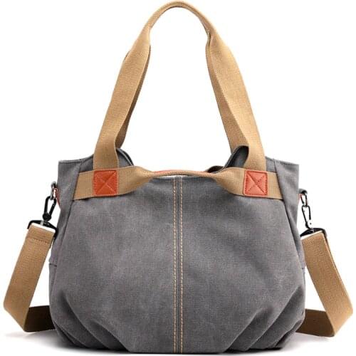 Solid Casual Canvas Women Bag Ladies Handbag Vintage Large Women Shoulder Crossbody Bags Brand Designer Female Tote Bag
