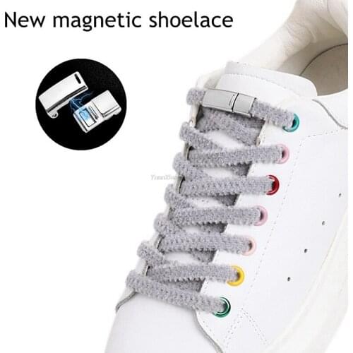 Magnetic Lock Shoelaces New Plush Elastic No tie Shoe laces Sneakers for Shoelace Kids Adult Boots Laces One Size Fits All Shoes