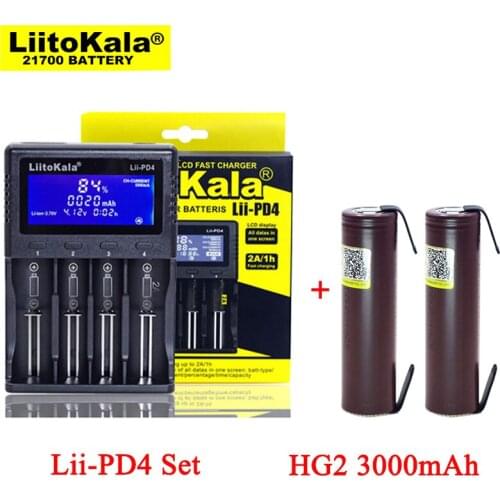LiitoKala Lii-PD4 Battery Charger for 3.7V 21700 26650 Li-ion 1.2V AA aaa NiMH + HG2 18650 3000mAh Rechargeable batteries