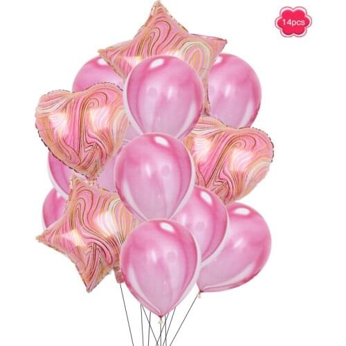 14Pcs Black Agate Balloon Happy Birthday Party Balloons Star Heart Helium Ballons Boy Girl Baby Shower Party Supplies