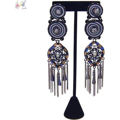 Yulaili Latest Fashion Bohemian Tassel Crystal Long Earrings Dangle Multicolor Tassel Earring For Women Jewelry Free Shipping