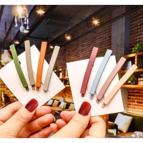 Korean Colorful Sweet Hair Clips For Women Girls Simple Lovely One Word Clip Headdress Barrettes Hairpins Hair Accessories