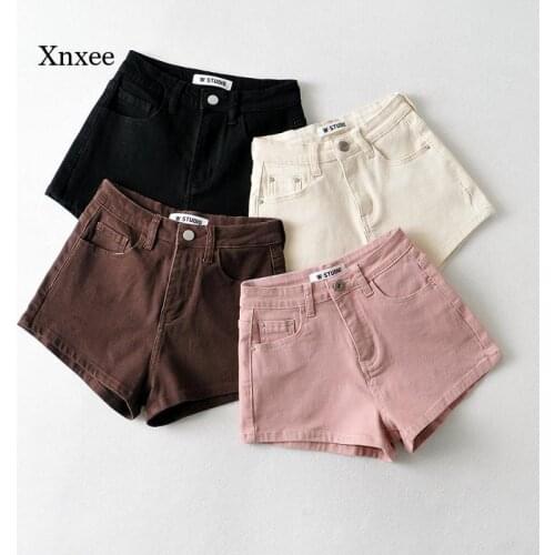 2021 Summer Mini Denim Shorts Women New Jeans Casual Solid Slim Classic Feminino High Waist Fashion Short Bottoms Clothing