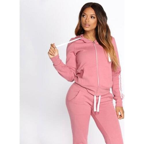 Women 2 Piece Set Fashion Casual Striped Zipper Long-Sleeve Hooded Tracksuit LOVE Printed Sports Pants Outfits Custom Your LOGO