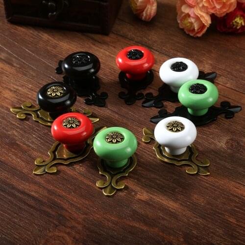1Pc Retro Vintage European Flower-shape Ceramic Door Handles & Knobs Kitchen Closet Cabinet Wardrobe Cupboard Drawer Pull Handle