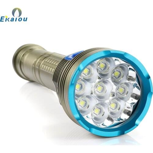 100M Waterproof Professional Strong Light Diving Flashlight 9xXM-L2 LED White / Yellow 22650 Deep Sea Torch Seabed Fishing Lamp