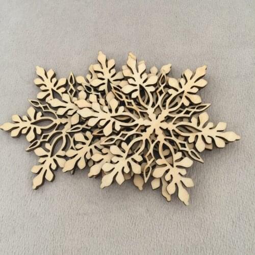 20 pcs snowflake wood christmas ornaments christmas decoration wooden christmas tree hanging crafts