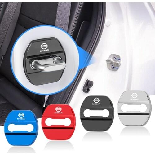 4pcs Car Door Lock Cover Stickers Protect Accessories For Nissan Qashqai Tiida Teana Skyline Almera Juke Altima X-trail Versa
