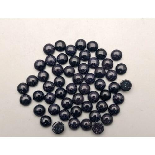 Fashion 50Pcs/lot Blue sand natural stone round charm 6mm cabochon beads for jewelry Ring accessories no hole wholesale