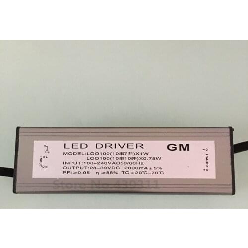 70W/100W IP65 Waterproof Integrated LED Driver Power Supply Constant Current AC100-240V DC28-39V 2000mA free shipping