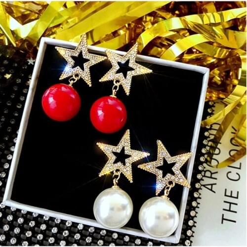 Acupuncture Five-pointed Star Pearl Earrings Female Online Popularity Earrings Korean Wild Earrings Jewelry