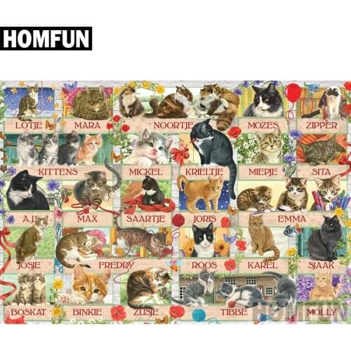 HOMFUN Full Square/Round Drill 5D DIY Diamond Painting " Cat World" Embroidery Cross Stitch 5D Home Decor Gift A02686