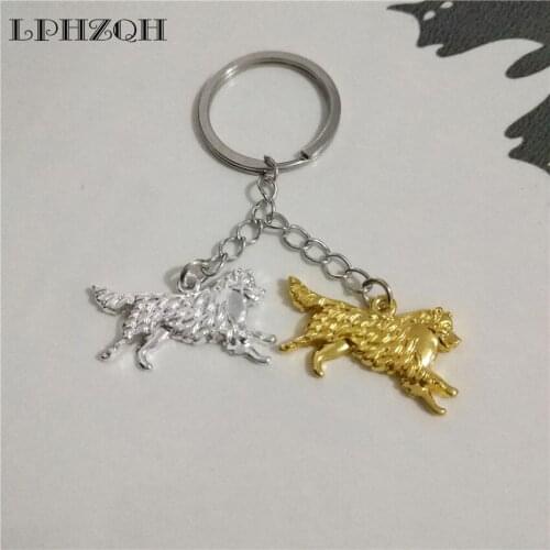 LPHZQH Fashion Boho Australian Shepherd Dog Car Key Chain Women Handbag Pendant Charm Accessories Key Ring Jewelery Steampunk