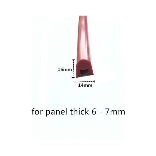 Solid Silicone Rubber U Strip for 6 - 7mm Thick Glass Metal Wood Panel Edge Encloser Shield 14x15mm 1m Red