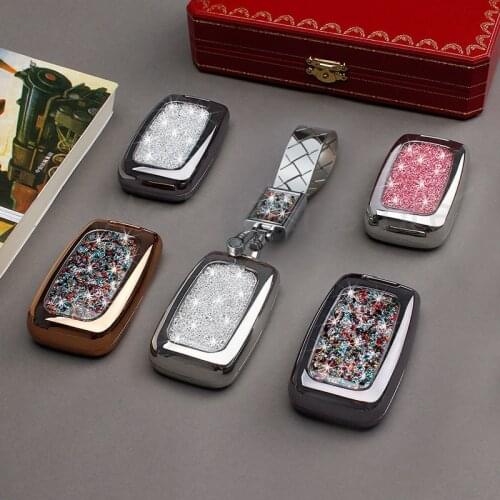 Car Key Case Diamond Crystal Shell Cover Special For Land Rover Range Rover Velar 5 Discovery 4 Evoque With KeyRing Buckle