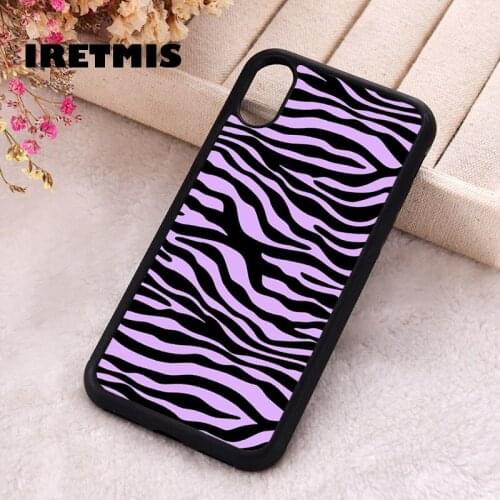 Iretmis 5 5S SE 2020 phone cover cases for iphone 6 6S 7 8 Plus X Xs XR 11 12 Mini Pro Max Silicone TPU Purple Zebra