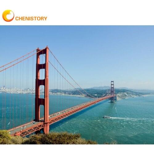 CHENISTORY 60x75cm Frameless Painting By Numbers HandPainted Diy Framed On Canvas Long Bridge Landscape Picture By Number