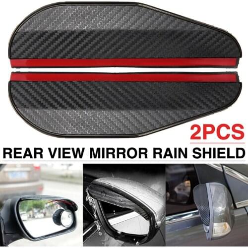 2pcs Carbon Fiber Style Black Car Mirror Rain Visor Guard For Auto SUV Accessories Parts DIY Moulding 185x60mm