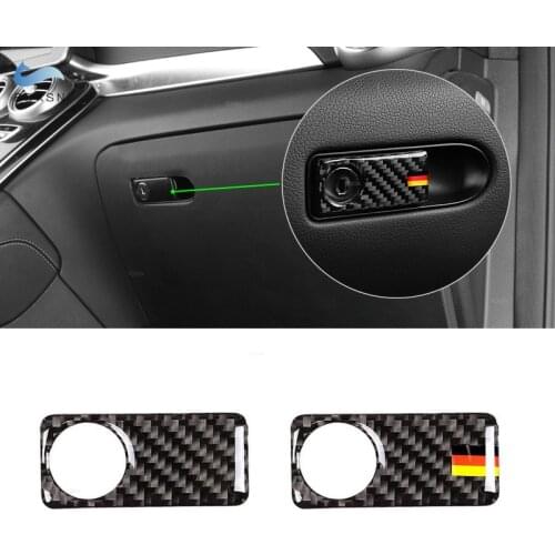 For Mercedes Benz C Class W205 C180 C200 C300 GLC260 Carbon Fiber Co-pilot Glove Storage Box Handle Bowl Cover Sticker Trim