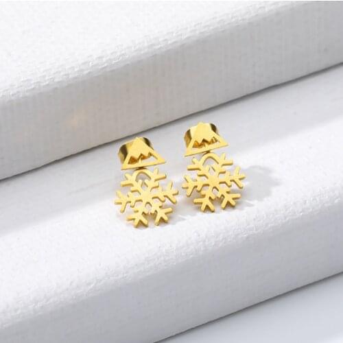 ED0028G Gold Snow Flower Gift Design Earring Studs Elegant Fashion Women Jewelry Girl Gifts