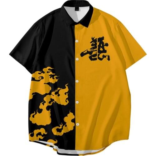 Oversize 6XL Hawaiian Shirts Fashion Splicing Printing Summer Short Sleeve Beach Shirt Turn Down-Collar Chemise Homme