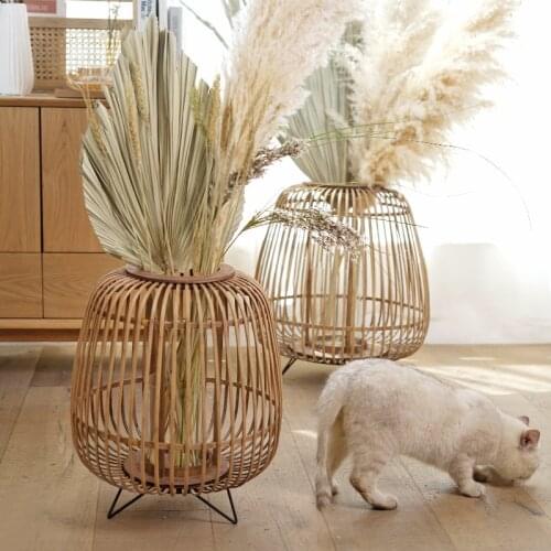 GY Bamboo Artwork Bamboo Woven Basket Flower Device Storm Lantern Window Soft Decoration Home Ornament Photography Props
