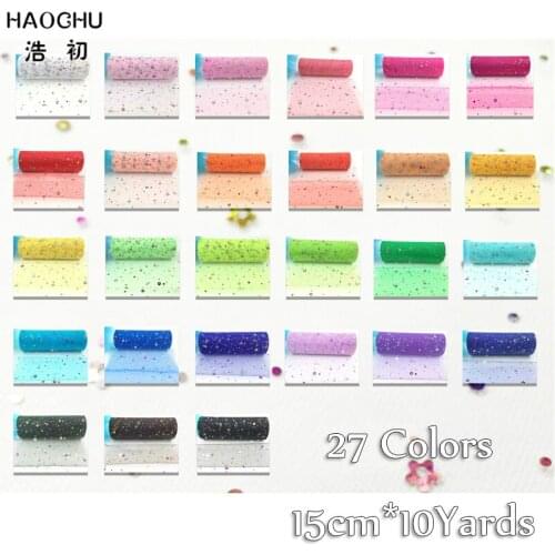 HAOCHU Glitter Flower Dots Sequin Tulle Roll Tutu Fabric Wedding Decoration Organza Laser DIY Crafts Supplies Outdoor Chair Sash