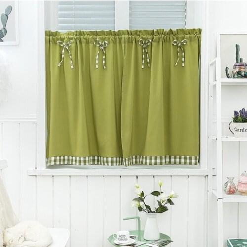 Pastoral Style Bowknot Short Curtain Kitchen Cabinet Door Separate Panel Decor Drapes Bay Window Cafe Bar Half-curtain