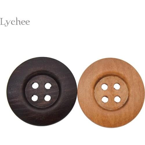 Lychee Life 20pcs Wooden Buttons 4 Holes Flatback Button Sewing Craft Scrapbooking Decor