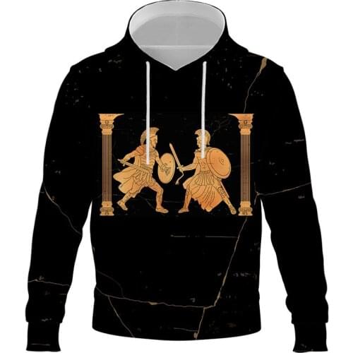 2021 Fashion Mens hoodies Ancient greek warrior 3D Printed black Hoodie Harajuku Streetwear Unisex Casual Jacket brand Tracksuit