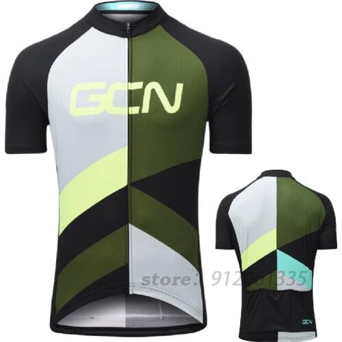 GCN Mens Short Sleeve Cycling Jersey Colorful Cycling Clothes Summer Blue Cycling Top Bike Top Road Wear