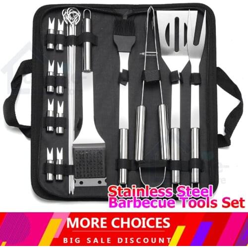 Stainless Steel Multifunction BBQ Grill Tool Set Outdoor Camping Cooking Tools Home Barbeque Grilling Accessories With Bag