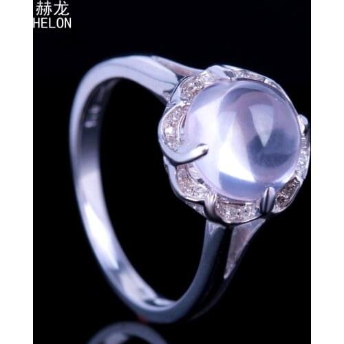 Real 925 Sterling Silver Round 9mm Flawless 3.4CT Genuine Rose Quartz Pave Natural Diamond Gemstone Engagement Fine Jewelry Ring