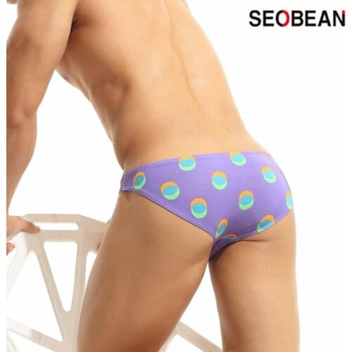 2021 SEOBEAN New Mens Underwear Creative Digital Printing Dot Low-waisted Knitting Mini Sexy Briefs