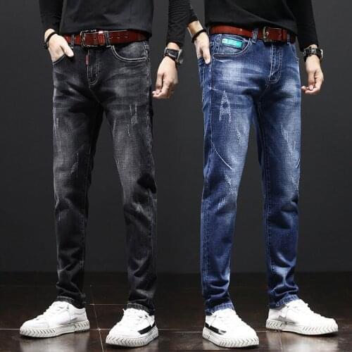 2021 Autumn New Brand Jeans Men Korean Style Pencil Pants Straight Stretch Slim Young Mens Trousers Trend JEANS