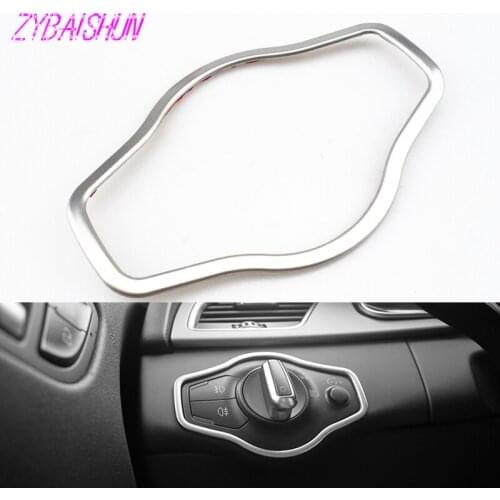 Car Headlight Switch Panel Decorative Cover Frame Trim Stainless Steel Strip Interior Under Pressure for Audi A4 Q5 A5 2010-2015