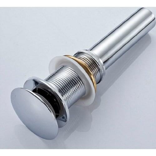 Bathroom Polished Silver Chrome Brass Pop Up Drain Faucet Vessel Sink Drain Without Overflow Dsd020