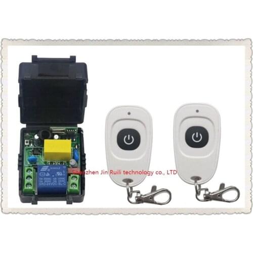 Latest AC220V 1CH Wireless Remote Control Switch System Receiver &2pcs one-button white waterproof Remote 315mhz/433mhz