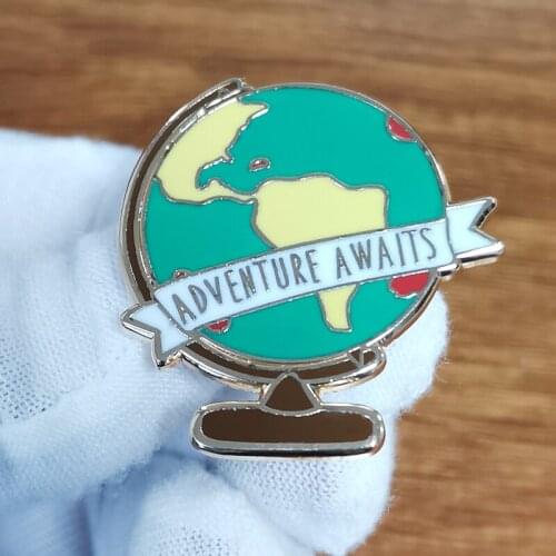 Adventure Awaits Enamel Pin Motivational inspirational travel quote Jewelry in your nursery Clothes