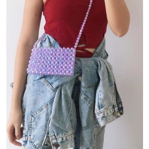 SEKUSA-Bolso de noche nupcial con cuentas para mujer, moda hueca, bolso de mano con diamantes de perlas, diseño de concha para f